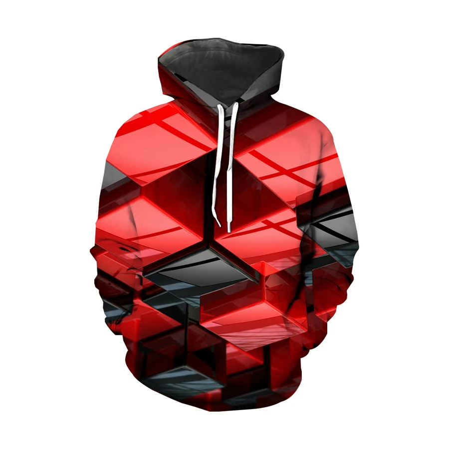 

Trendy men's geometric square circle whirlpool 3D printed sports Hoodie crew neck casual long sleeve men's large street wear