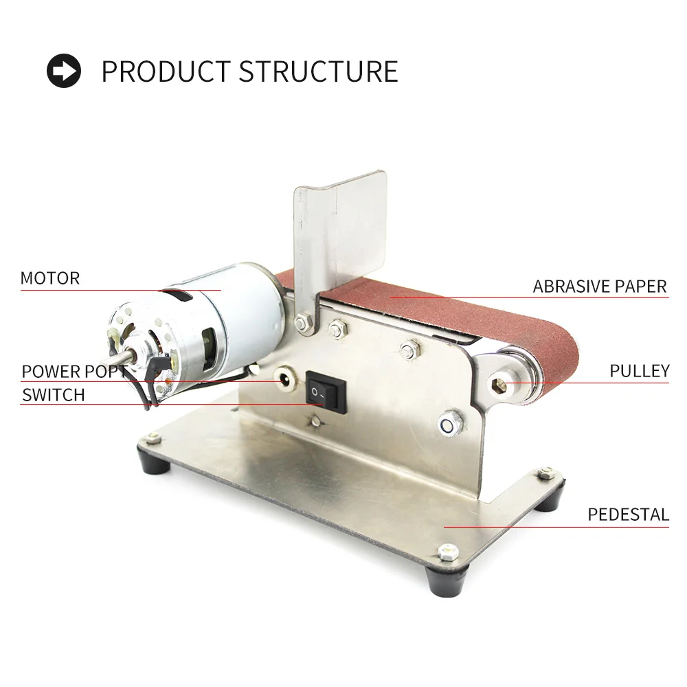 40~ 90 Вт горизонтальный мини электрический ремень шлифовальный станок Многофункциональный ленточный шлифовальный станок DIY шлифовальная полировальная машинка US plug
