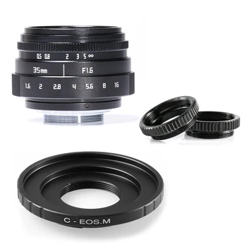 

Mini 35mm f/1.6 APS-C CCTV Lens+adapter ring+2 Macro Ring for Canon EF-M EOSM Mirroless Camera M1/M3/M5