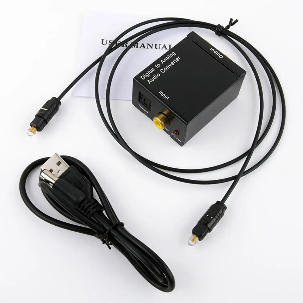 Optical Digital Stereo Audio SPDIF Toslink Coaxial Signal To Analog Converter DAC Jack 2*RCA Amplifier Decoder Adapter