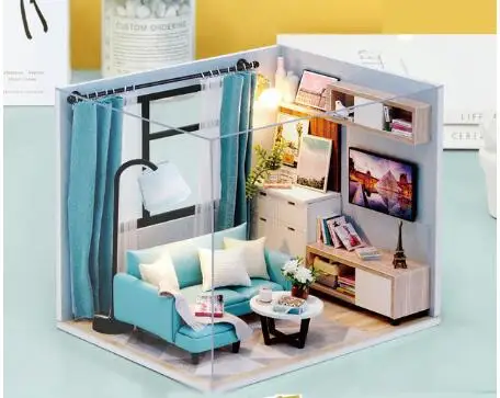 Милая комната DIY кукла Buliding House сборка ручной работы 3D пылезащитный чехол деревянный кукольный домик счастливое время и гостиная H17-18 дневник подарки - Цвет: H-18