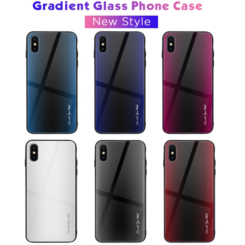 

Gradient Tempered Glass Case For iPhone 6 6S 7 8 Plus on the For iphone X XS XR XS Max Phone Cases Cover Protective Fundas Coque