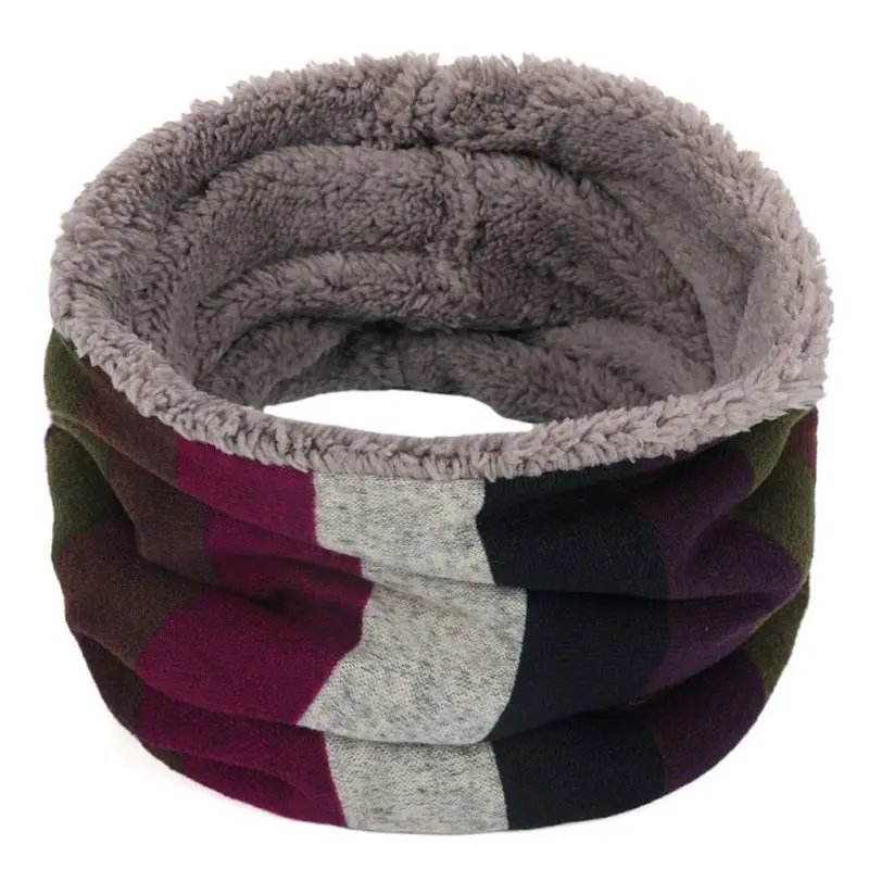 Зимние двухслойные вязаные шарфы унисекс, ветронепроницаемый теплый шарф с принтом, супер мягкие шарфы с петлей - Цвет: F7