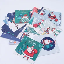 Ensemble de cartes de vœux de noël, 30 pièces/lot, cartes de bénédiction, Message, nouvel an, bonhomme de neige, dessin animé mignon