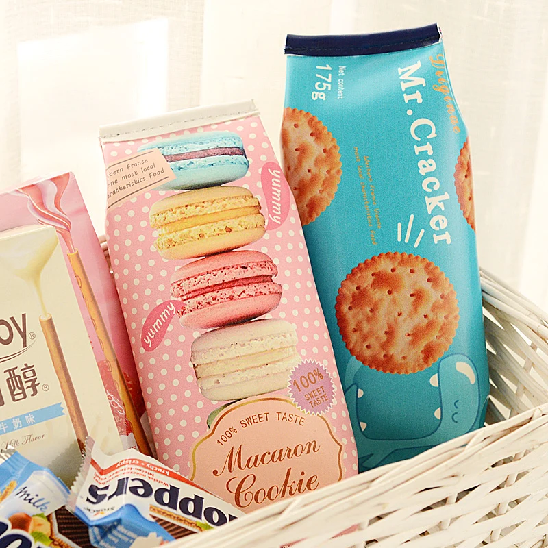 Корейский креативный школьный чехол для карандашей в виде макарон милый из