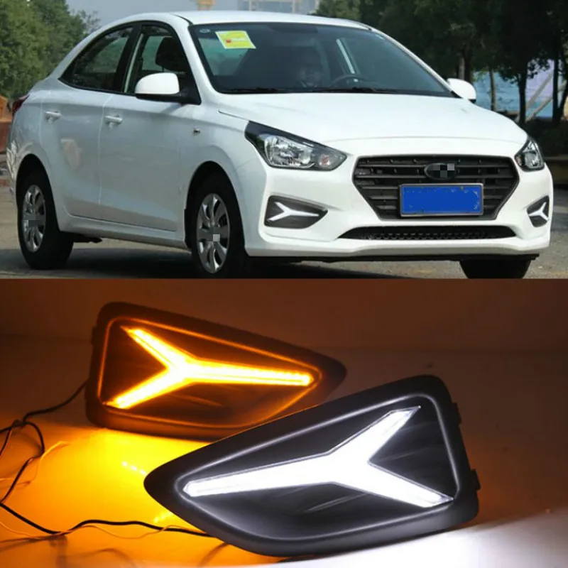 

Для Hyundai Accent Hyundai Solaris Verna 2017-2020 светодиодный DRL Дневной светильник противотуманная фара автомобиля 12V для бега светильник s