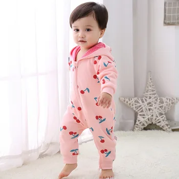 

Baby Spring Autumn Hooded Romper Newborn Infant Baby Boy Girls Kid Cartoon Long Sleeve Hooded Jumpsuit Winter Warm Outfit