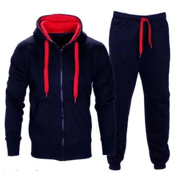 

Free Shipping Sweatshirt Suit Men Fashion Trendy Slim Hip Hop European and American Style Hoodie Black Zipper Coat + Pants