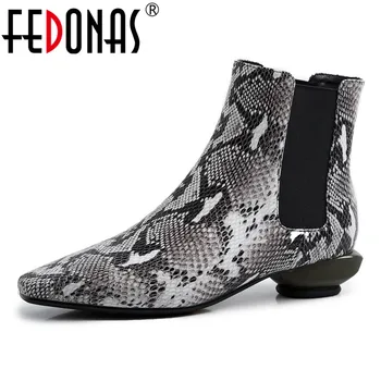 

FEDONAS Sexy Animal Prints Women Ankle Boots Office Ladies Basic Shoes Woman Genuine Leather Female Fashion Winter Chelsea Boots
