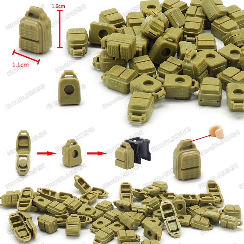 

Legoinglys Military Figures Building Block Backpack Army Equipment Set World War 2 Supply Package Moc Child Christmas Gifts Toys