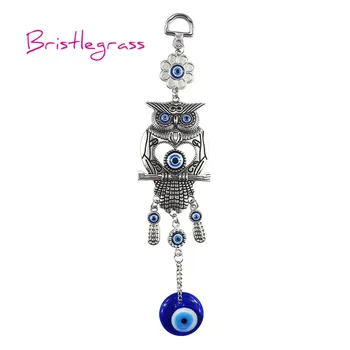 

BRISTLEGRASS Turkish Blue Evil Eye Owl Amulet Lucky Charm Car Wall Hanging Pendants Pendulum Blessing Protection Gift Home Decor