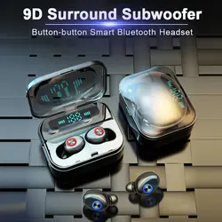 TWS 5,0 Bluetooth наушники беспроводные 9D стерео наушники Водонепроницаемая игровая гарнитура с светодиодный дисплеем смарт-зарядная коробка для
