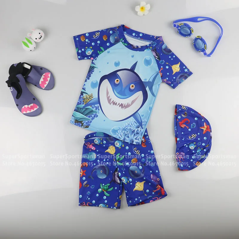 Летние Купальники Акула для мальчиков ясельного возраста детский купальный