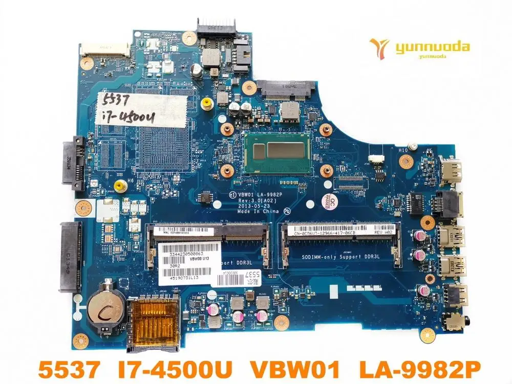 Оригинальная материнская плата для ноутбука DELL 5537 5537 I7-4500U VBW01 LA-9982P протестирована