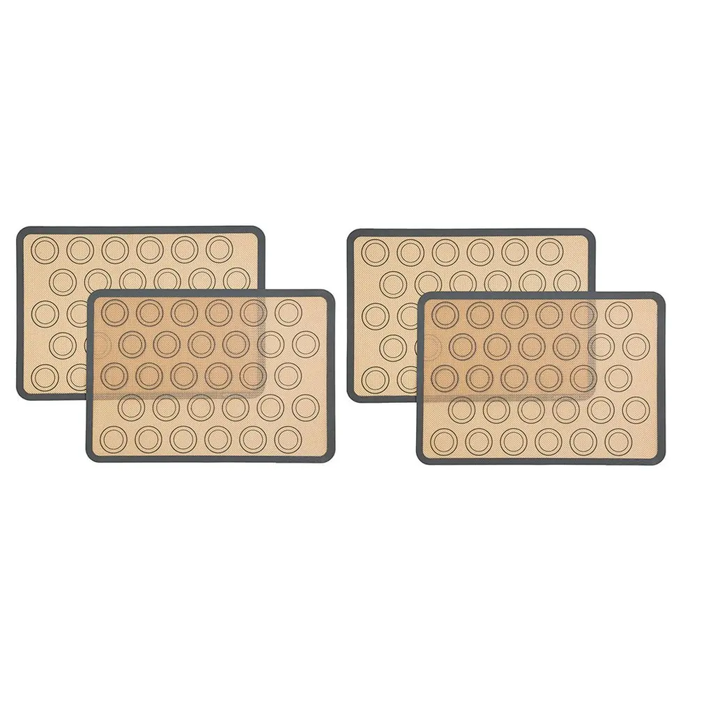 macaron circle 4pcs Large 42x29.5cm High Temperature Resistance Silicone Baking Mat Table Mats Silicone Non-Stick Baking Mat Biscuit Baking Mat - Color: macaron circle 4pcs