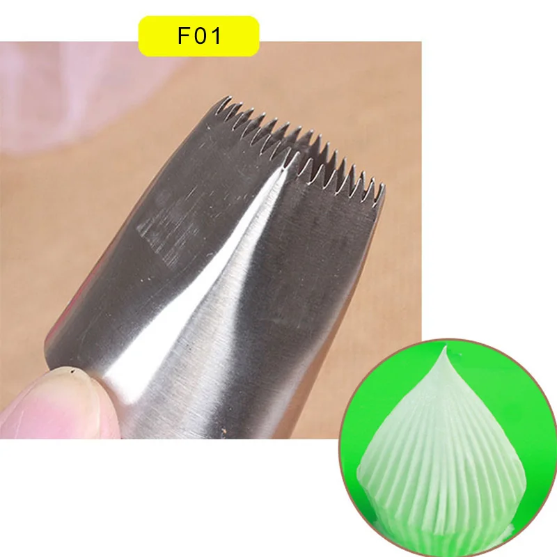F01 32 teeth 1 шт. большой размер глазурь трубопроводов сопла квадратный выпечки аксессуары торт украшения инструменты помадка торт плесень Кондитерская насадка - Цвет: F01 32 teeth