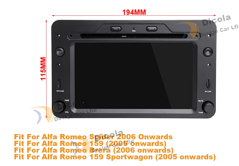 Perfect Octa Core 4G+64G ROM Android 9.0 Car DVD GPS for Alfa Romeo 159 Sportwagon Spider Brera with BT Wifi Radio;support 4G DVR DAB+ 0