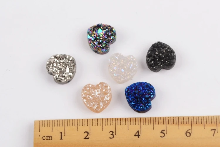 BOROSA Druzy ювелирные изделия, 10 шт стильное сердце Радужный Титан друзы бисера из натурального Друзового камня бусины для ожерелья браслет ювелирные изделия LS066