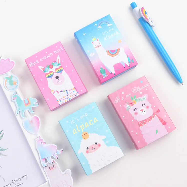 Kawaii Alpaca Красочные 6 складные блокноты для записей N Times стикеры школьные