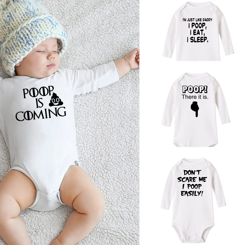 5 Desain Baju Monyet Bayi Motif Lucu Poop Akan Datang Baju Monyet Lucu Bayi Laki Laki Perempuan Baju Kasual Lengan Panjang Romper Aliexpress