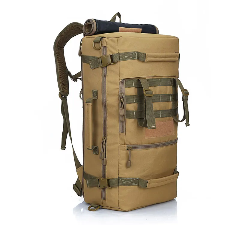 50л тактический рюкзак военный 3P Molle походные сумки водонепроницаемый альпинистский походный охотничий рюкзак дорожный рюкзак - Color: Khaki