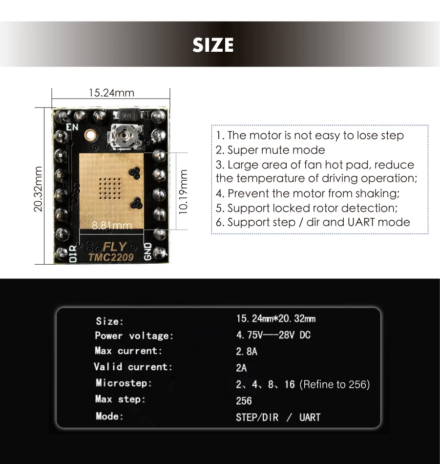 belt 3d printer Newest Mellow Fly TMC2209 Stepper Motor Driver StepStick UART 2.8A Silent 3D Printer Parts For Rumba32 FLY-CDY Mini V1 Board printer belt