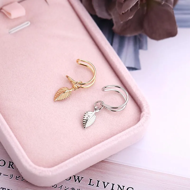 

1PCS Alloy Clip On Ear Cuff Earring Fake Cartilage Earring Lot No Piercing Clip On Earrings Earcuff For Women Leaf Clip Ear Cuff