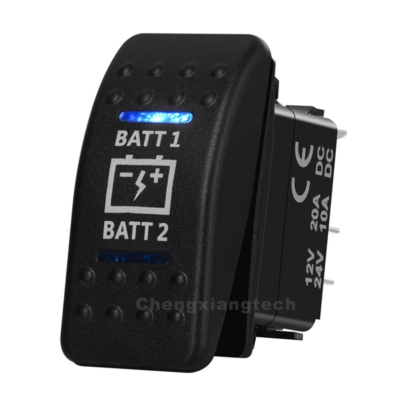 Batteria Batt1 Batt2 Interruttore A Bilanciere On-Off-On Dpdt Led Blu 7 Pin 3 Posizioni 12V 20A Interruttore A Levetta Per Barca Per Auto Impermeabile