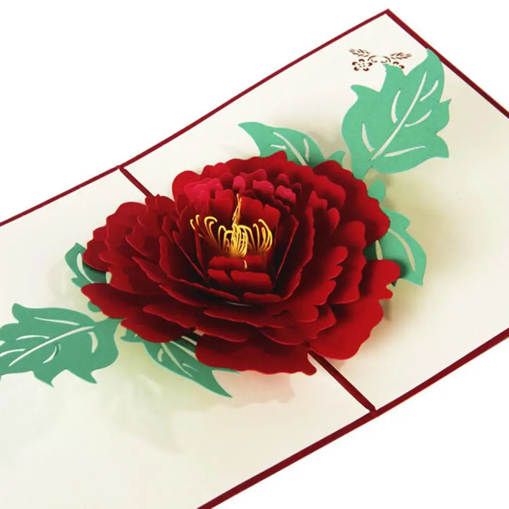 3D Pop UpPostcard простой пион GreetingCard день рождения год Рождество складной KirigamiCard для свадьбы День святого Валентина