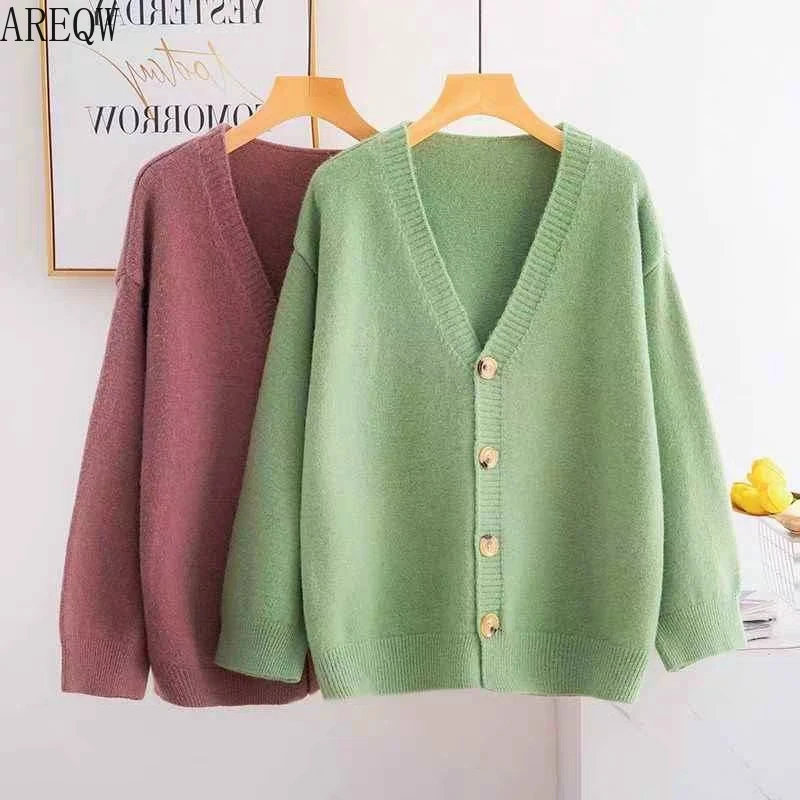 

2019 Autumn Winter Women Sweater Cardigans Solid Color Soft Cardigans Single Breasted Knitted Sweater Harajuku Coat
