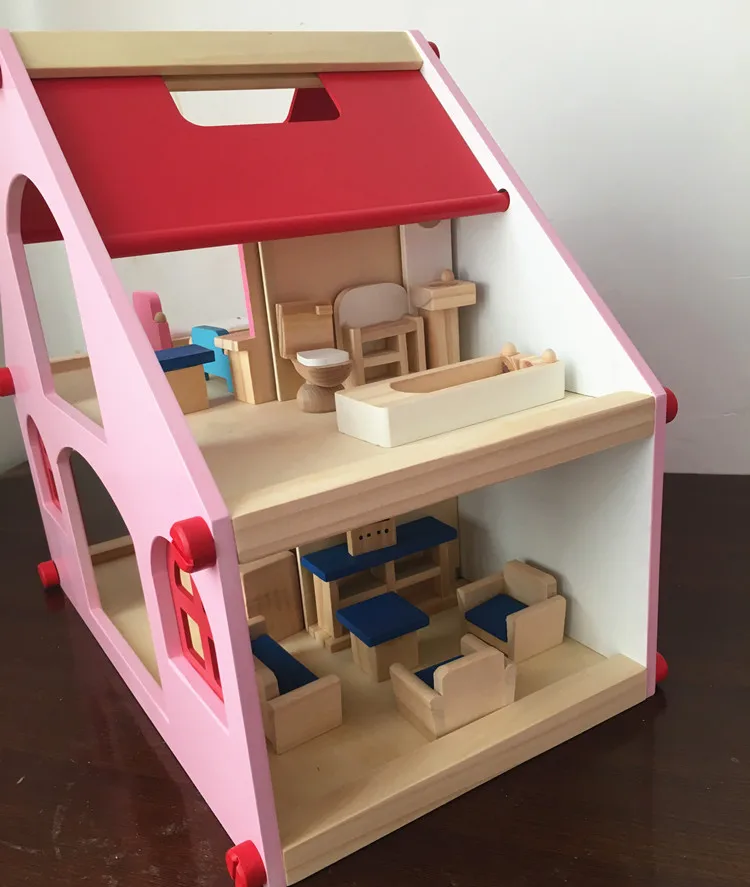 Children Have Room Toy GIRL'S Mini Model House Small Villa Every Family Furniture Set Wooden Quality Doll House