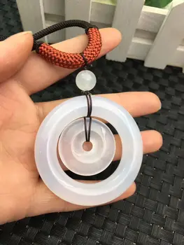 

LETSFUN Fine Jewelry 100% Natural A Grade Jade ICY Agate Pendant Safety Buckle Ancient Sweater Chain Free Shipping