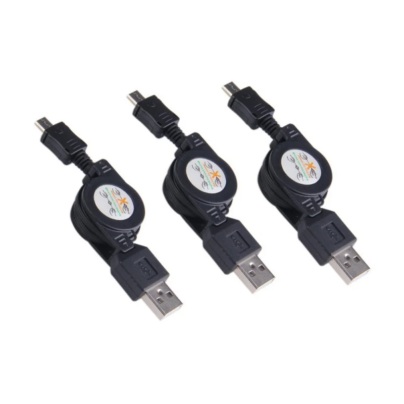 Лот 5 раз Micro-USB Выдвижной синхронный кабель нагрузки черный