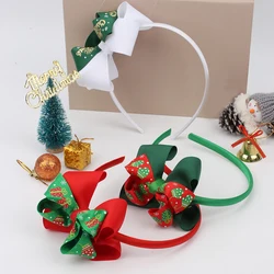 Oaoleer Christmas Hair Bows Bands Print Double Layer Bows Headbands for Girls Kids Children Lovely Christmas Hair Accessories
