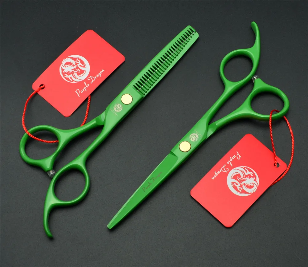 Профессиональные 6 дюймов Парикмахерские ножницы набор прямые филировочные Парикмахерские ножницы высокое качество Персональные ножницы для стрижки волос - Цвет: PD-6GRset gift box