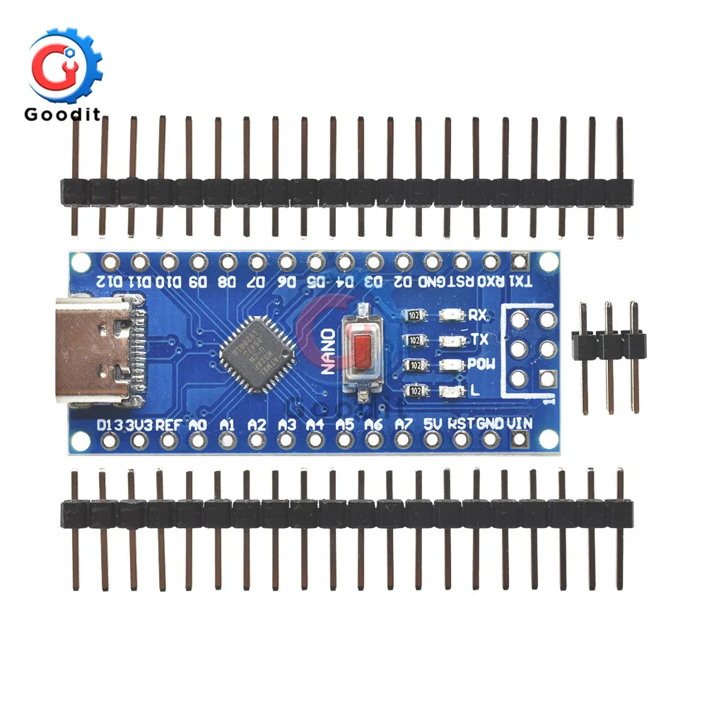 Micro USB/type-C адаптер CH340 Nano V3.0 ATMEGA328P-MU ATMEGA328 микроконтроллер макетная плата для Arduino
