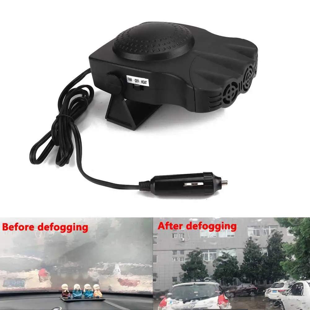 TWISTER.CK Portable Car Fan Electric Car Fan with Heating Function Defroster 12V 3-Outlet Plug Thermostat in Cigarette Lighter