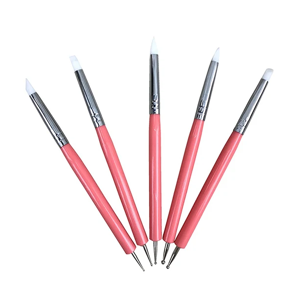 Pink Clay Silicone Dotting Nail Tools Carving Tool Clay Tool Tools Polymer Ball Sculpture silicone sculpting tools - Цвет: Pink