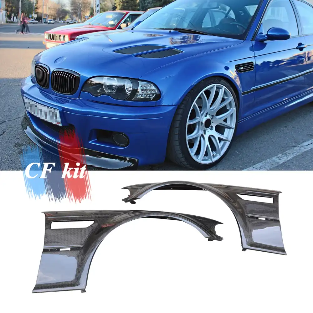 Cfキットオリジナルカーボンファイバーフロントサイドフェンダー吸気口bmw E46 M3 1998 04 Spiltter車スタイリング Body Kits Aliexpress
