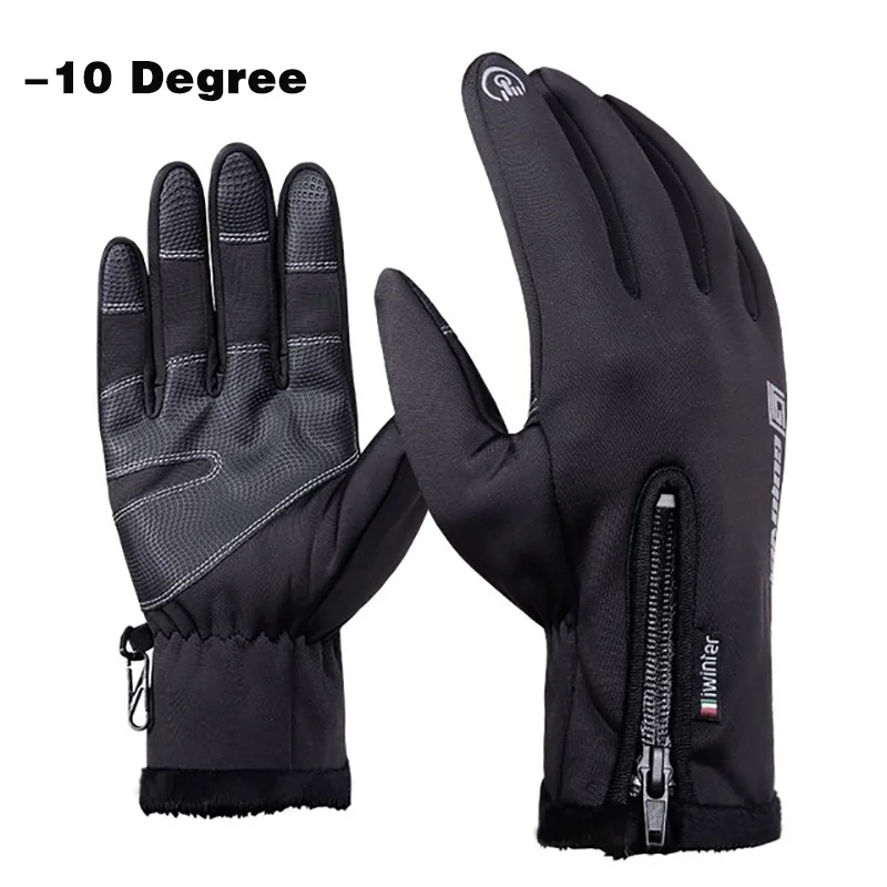 Зимние мужские и женские перчатки для катания на лыжах с сенсорным экраном, ветрозащитные Длинные Наручные Теплые водонепроницаемые перчатки для сноуборда, лыжные перчатки для верховой езды - Цвет: -10 Degree