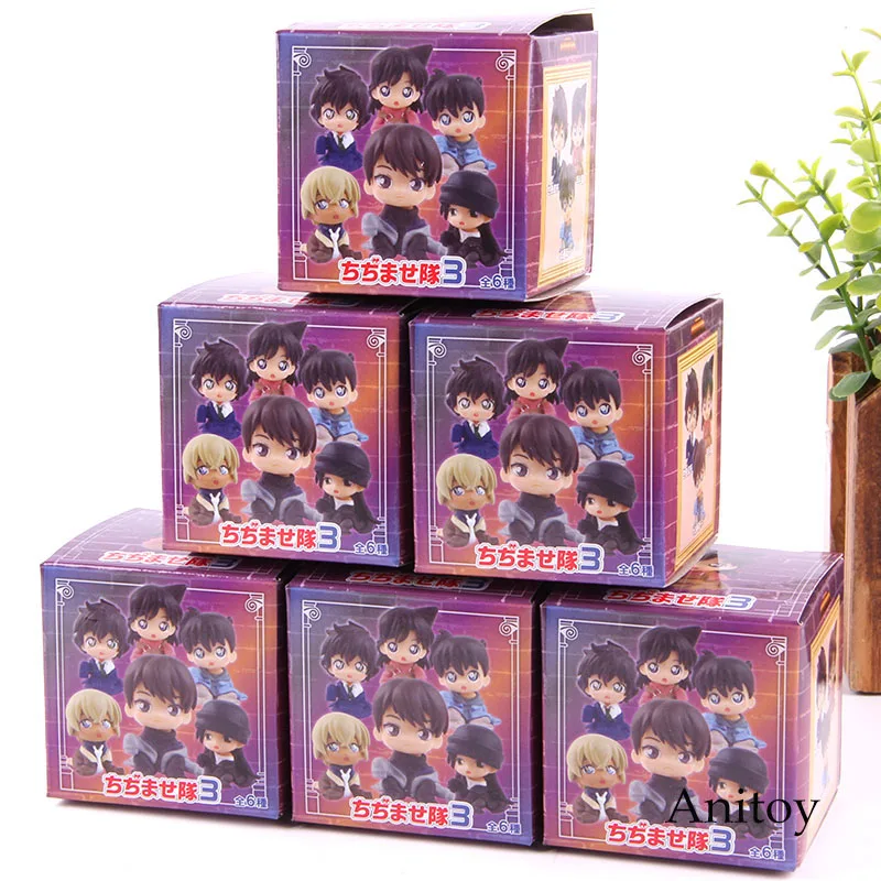 Anime Detective Conan Figure Shrink to Corps 3 Ai Haibara Amuro Toru Shinichi Kudo Conan Action Figure PVC Model Toys 6pcs/set - Цвет: with colorful box