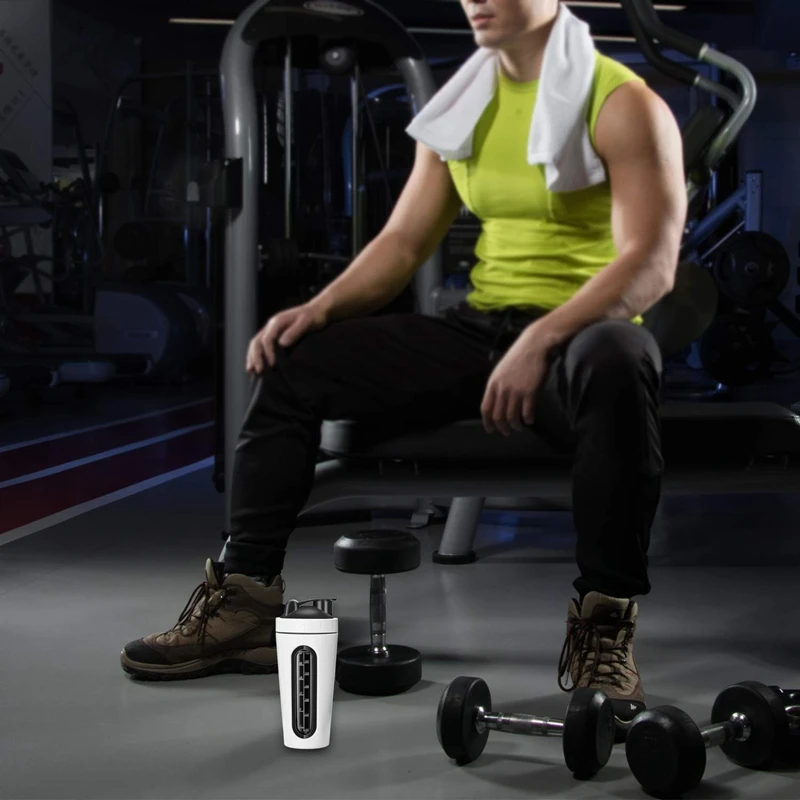 EASY-Protein Shaker Bottle, Stainless Steel Sports Water Bottle Shaker Cup, Leak Proof, BPA Free