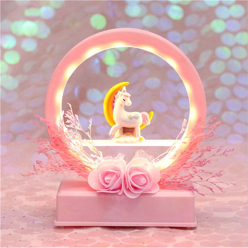 Caja de música para niños, luz de noche de unicornio de dibujos lámparas para bebés, decoración del hogar, regalo de cumpleaños, regalo para niños, novia|Cajas de música| -