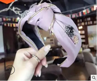 12 шт./Партия DIY простой мульти ткани бутик высшей категории золотой край галстук детский бантик на голову Набор шнек широкая повязка на голову Инструменты для укладки волос аксессуар HA1186 - Цвет: 7