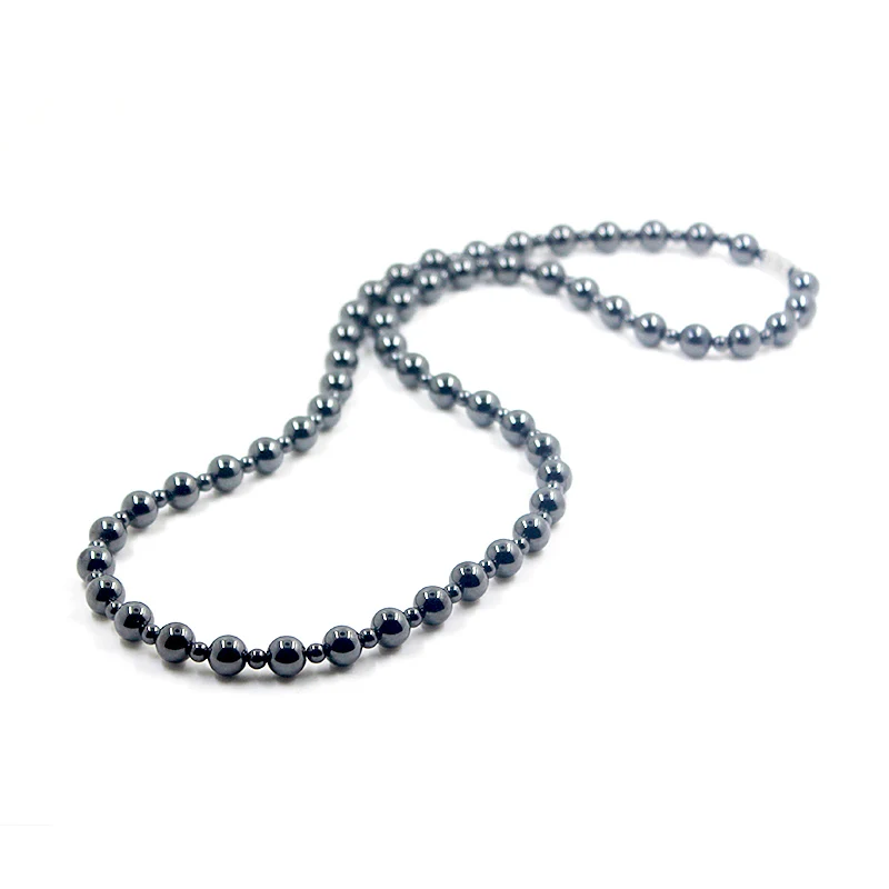 Women necklace men necklace Magnetic Hematite Stone 8mm Round Beads Beaded Necklace Healing Therapy For Men and Women