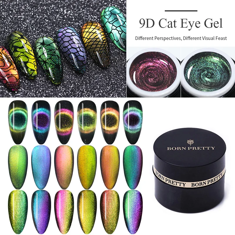  BORN PRETTY 9D Chameleon Magnetic Cat Eye Nail Gel Polish Shining Starry Soak Off UV LED Nail Gel V