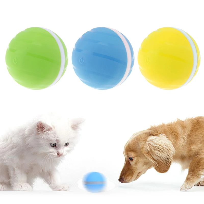 

DC 5V Rubber 360 Auto Rolling Waterproof Smart Interactive Kid Toy Pet Balls Flashing RGB LED Light USB Rechargeable for Cat Dog