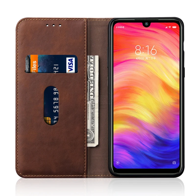 Роскошный тонкий кожаный чехол-книжка в стиле ретро для XiaoMI RedMi Note 7, чехол-кошелек с подставкой для карт, Магнитный чехол-книжка для Xiomi RedMi 7, чехол