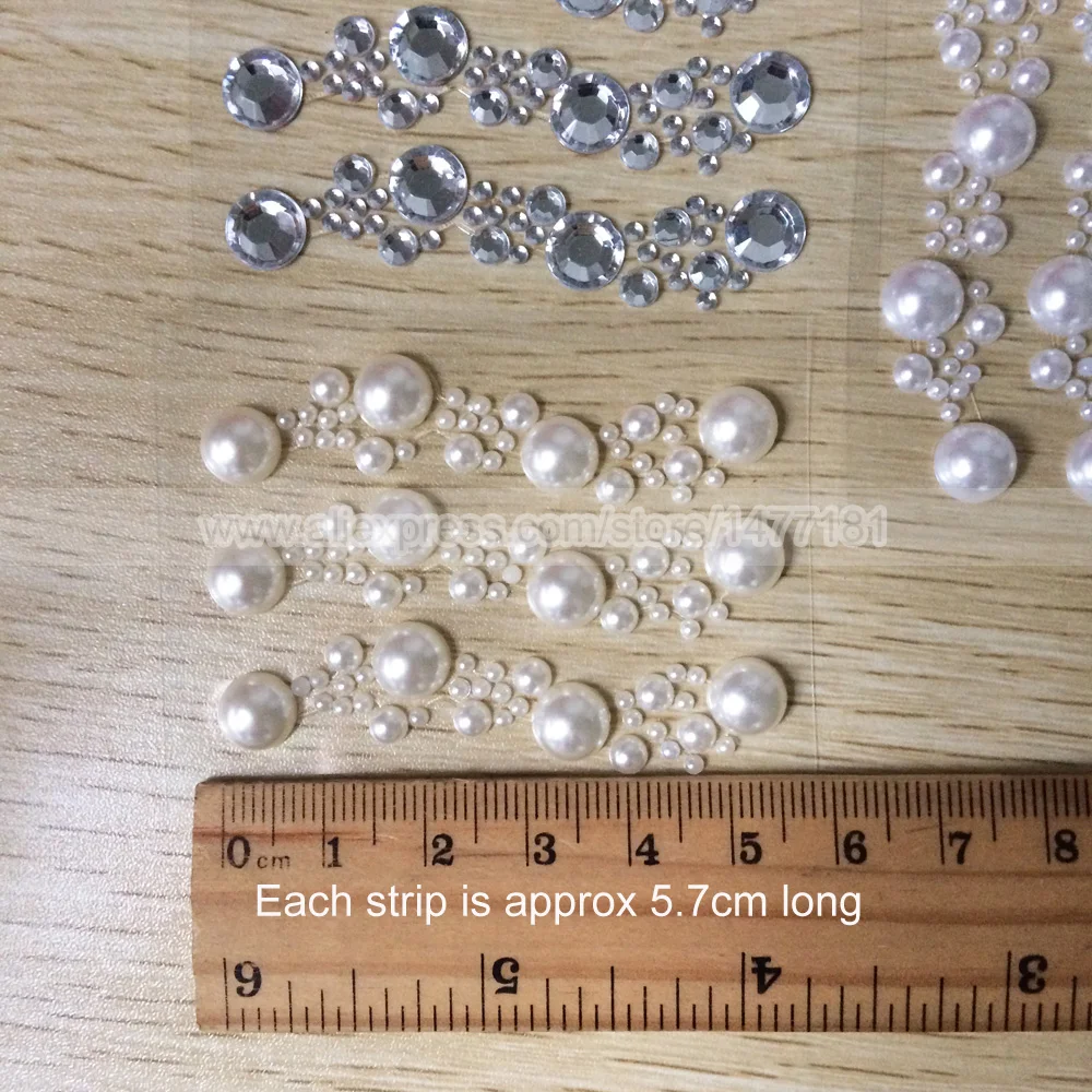 Наклейки акриловые с жемчугом и стразами 6 листов|pearl strip|pearl pearlspearl rhinestone embellishment |