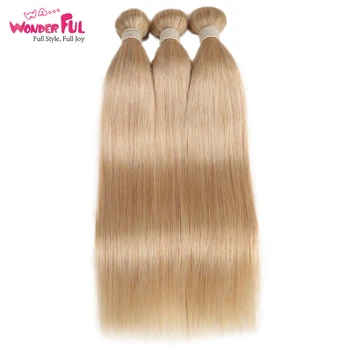 

Remy Brazilian Hair Weave Bundles 10-26 Inches Straight Human Hair Extension Honey Blonde #P27/16/613 Hair Weave Bundles